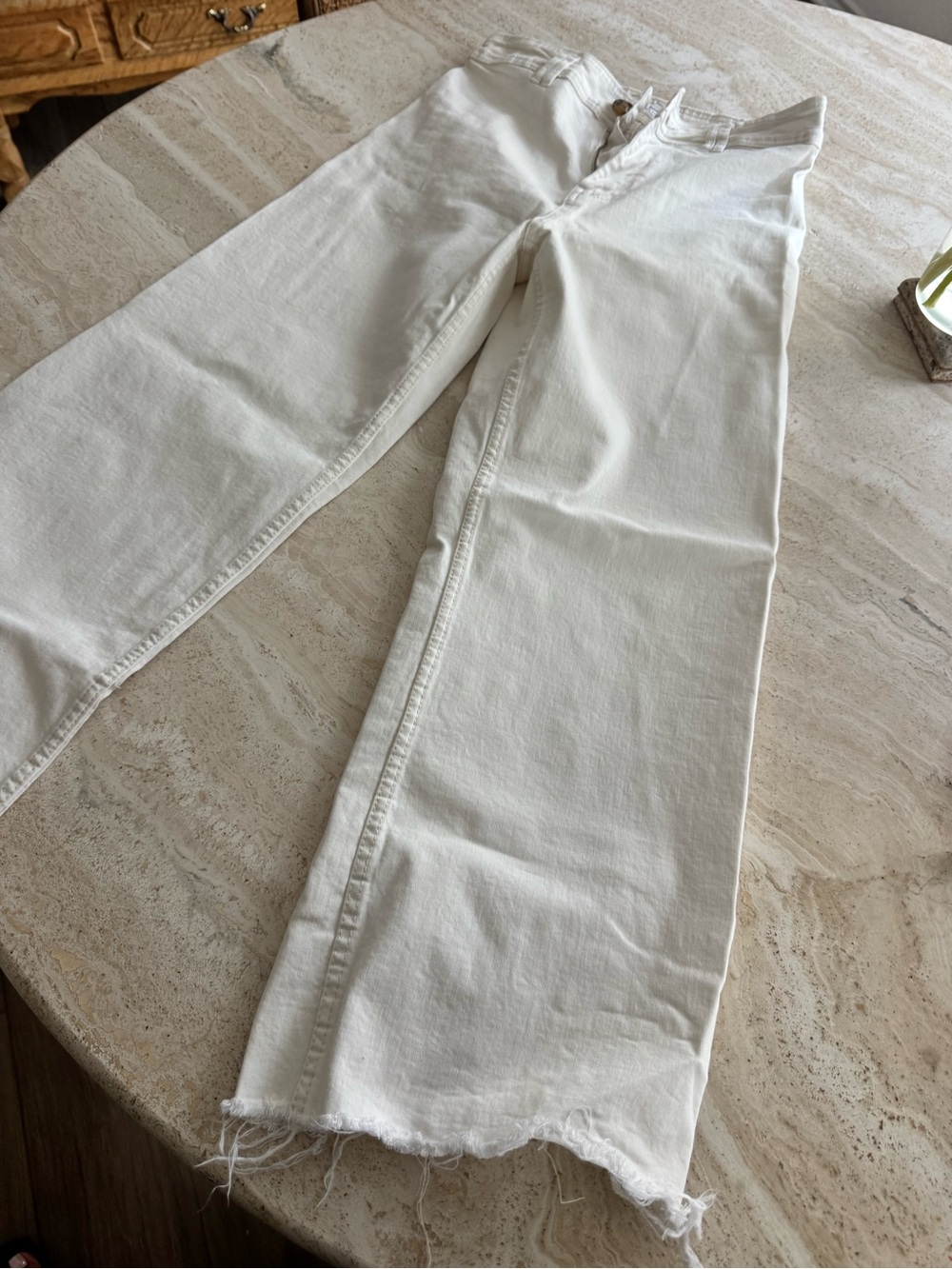 Stradivarius Cream Culotte Jeans with Button Detail